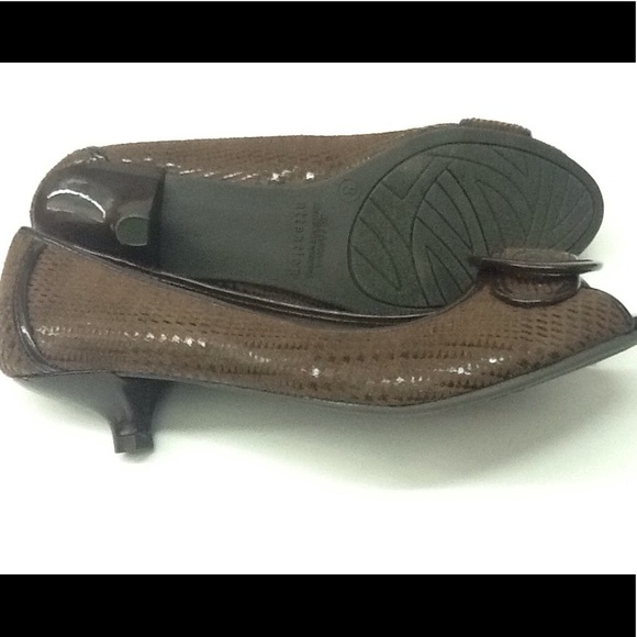 attention Shoes - Brown Buckled  Peep Toe Shoes by Attention